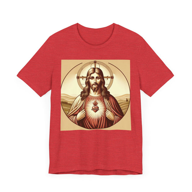 Sacred Heart of Jesus Unisex Tee, Catholic Religious Shirt, Faith Apparel, Christian Gift, Spiritual Wear, Inspirational Clothing